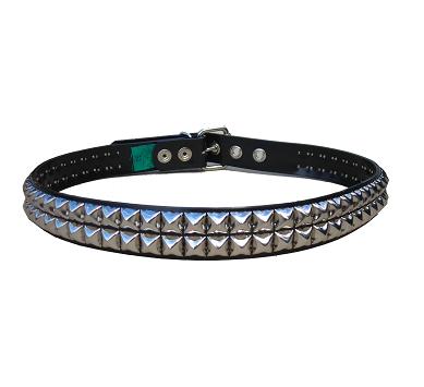 Pyramid Studded Nickel 2 row - (Non Leather)