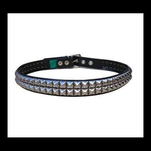 Pyramid Studded Nickel 2 row - (Non Leather)