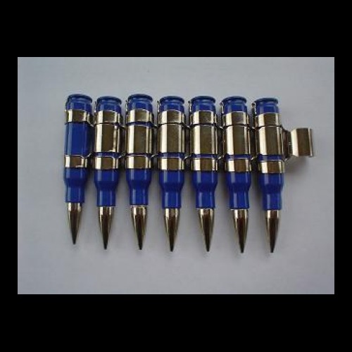 .308 Specialty Blue Bullet Belt With Nickel Tips Extra Strip
