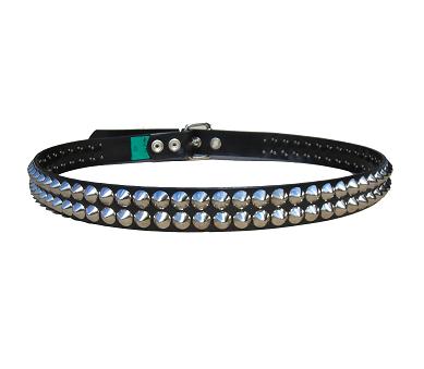 Cone Studded Nickel 2 row - (Non Leather)