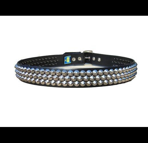 Cone Studded Nickel 3 row - (Non Leather)